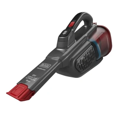 Image de BLACK+DECKER Aspirateur de Table à Main sans Fil, 18W, Pratique et Ergonomique, Prolongateur intégré, 700 ML, 12V, BHHV315B QW Rouge/Titanium