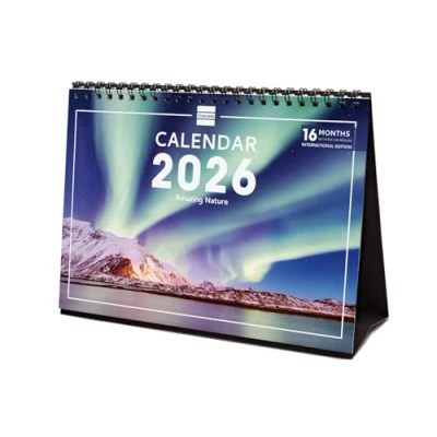 Image de Finocam Calendrier de bureau 2026 mois vue janvier décembre + sept. Déc. 2025 (4 mois) réduits Images Nature International