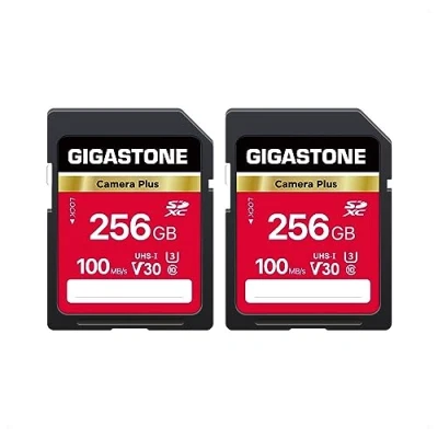 Image de Gigastone 256 Go Lot de 2 Carte SD Camera Plus, mémoire SDXC V30 Haute Vitesse vidéo UHD Compatible avec Appareil Photo numérique Canon, Nikon, Sony, Pentax, Kodak, Panasonic, Mini étuis