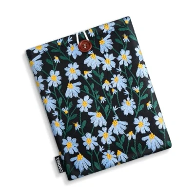 Image de TiMOVO Sac pour Kindle Paperwhite 7&quot; et Colorsoft Signature Edition (2024 Released), Étui de Protection 6 7 inch E Reader, Noir&amp;Marguerite Bleue