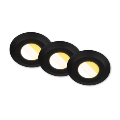 Image de Briloner Luminaire encastrable LED Klira, noir, Ø 9cm, IP44, intensité variable, 3