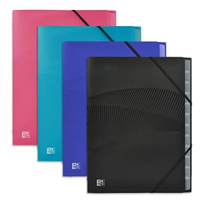 Image de OXFORD Trieur Standard 12 Compartiments A4 Osmose Couverture Polypro Coloris Assortis