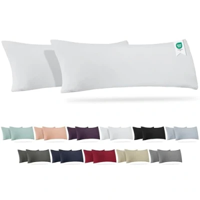 Image de BARBONS Taies d&#039;oreiller 40x145 Coton (Lot de 2) Housses Coussins, Confort Luxueux avec Certifiée Oeko Tex, Idéal pour Une Mise à Niveau Élégante la Chambre Coucher (40x145 Blanc)