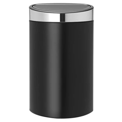 Image de Brabantia 114847 Touch Bin Poubelle avec Seau intérieur Acier Inoxydable Noir Mat 43,5 x 30,2 72,7 cm
