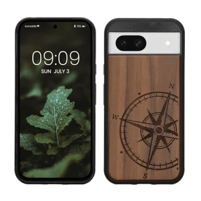 Image de kwmobile Housse Compatible avec Google Pixel 8a Coque Étui de Protection Rigide Antichoc Cadre en TPU Brun foncé