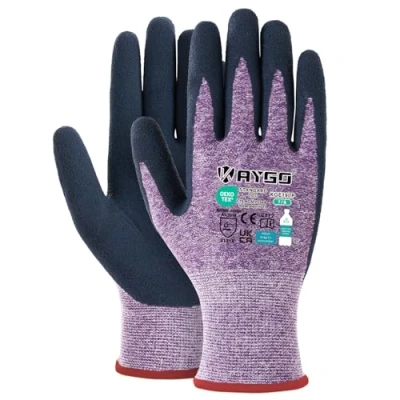 Image de KAYGO gants de travail enduits latex pour femmes respirant, 3 paires jardinage en polyester recyclé, patio respectueux l&#039;environnement, KGE19L (Violet, S, taille 7)