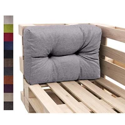 Image de sunnypillow Coussin Dossier pour Palette Euro Canapé Intérieur/Extérieur Appui 65 x 60 cm plusieures Tailles et Couleurs à Choisir Mousse flaconné Gris