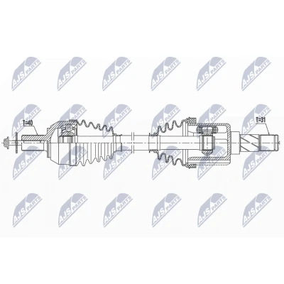 Image de NTY NPW VV 146 Arbre de transmission Essieu avant gauche 599 Boîte vitesses manuelle à 6 VOLVO: V60 I, V70 3, S80 II