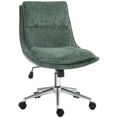 Image de HOMCOM Fauteuil de Bureau Chaise en Tissu, Hauteur réglable, pivotant avec 5 roulettes, Vert