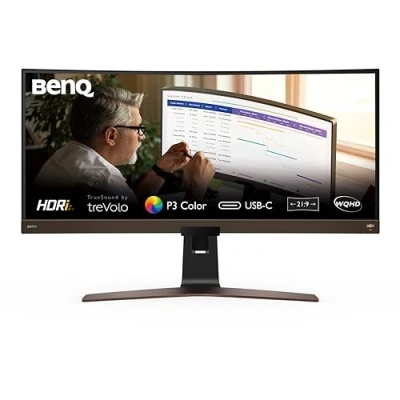 Image de BenQ UltraWide Curved Monitor EW3880R (38 pouces 21:9, 3840 x 1600, IPS, P3 Wide Color, USB C Charging, DP / HDMI, Height Adjustable) Compatible avec MacBook