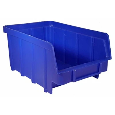 Image de Lot de 80 caisses empilables rangement Couleur : bleu Dimensions 10,2 x 16,7 7,6 cm (taille 2) Casiers Poignées encastrées Pose d&#039;étiquettes Marque P D W®