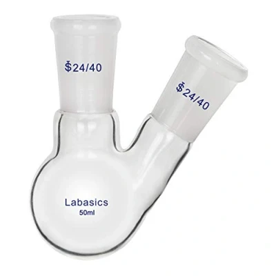 Image de Labasics 50ml RBF Fond Rond Ballon Laboratoire en Verre à 2 cou, Neck Round Bottom Flask avec Joint Extérieur Standard 24/40