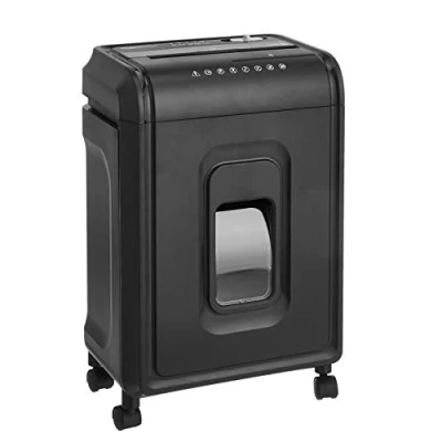 Image de Amazon Basics Destructeur de documents à Micro coupe hautement sécurisé 7 8 Feuilles Avec corbeille amovible, Noir