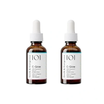 Image de Geek &amp; Gorgeous C Glow Duo Pack 15 % de vitamine + acide férulique et sérum à la E, protège contre les dommages environnementaux, favorise formation collagène unifie le teint