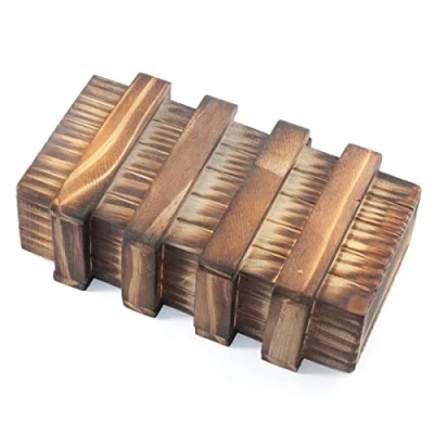 Image de Boîte de Puzzle Magique en Bois pour Adultes avec Compartiments Secrets cachés l&#039;argent Les et défis intelligents Difficiles