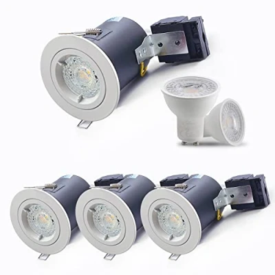 Image de Sweier Lot de 4 plafonniers LED encastrables 90 minutes IP20 GU10 Blanc chaud 5 W 3000 K 230 V (non variable)
