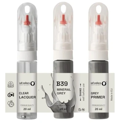 Image de SD COLORS Peinture de retouche gris minéral B39 20 ML Pinceau pratique pour réparation rayures (peinture + apprêt laque)