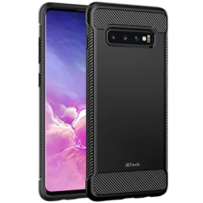 Image de JETech Coque Fine pour Samsung Galaxy S10+ Plus, Étui Housse de Téléphone Ultra Mince Anti Chocs avec Conception en Fibre Carbone (Noir)