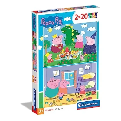 Image de Clementoni Peppa Pig 2x20 Enfant boîte de 2 Puzzles (20 pièces) fabriqué en Italie, 3 Ans et Plus, 24778, No Color, 335 GR
