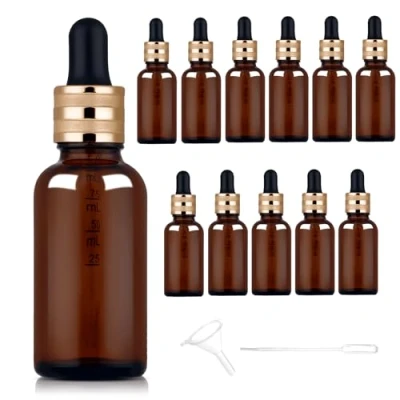 Image de StarryTiger 12pcs 30ml Flacons en Verre Ambre avec Pipettes, Bouteilles Vide Compte gouttes Pipettes pour Huile Essentielle, Aromathérapie, Liquids Chimique, Parfum