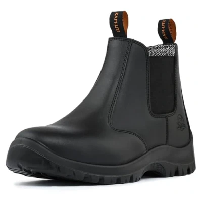 Image de KAM LITE chaussures de sécurité homme S3 antidérapantes en cuir bottes imperméables embout acier travail respirantes légères travail, Noir , 40 EU Weit