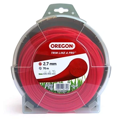 Image de Oregon Fil Coupe Bordure en Nylon Pour Débroussailleuse et Bordure, Entretien de Jardin Bricolage, Taille Universelle, Tout Usage, Rond, Bobine 2.7 mm x 70 m, Couleur Rouge (69 382 RD)