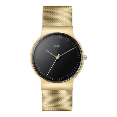 Image de Braun Gents BN0211 Classic Slim Watch with Black Dial and Gold Mesh Bracelet