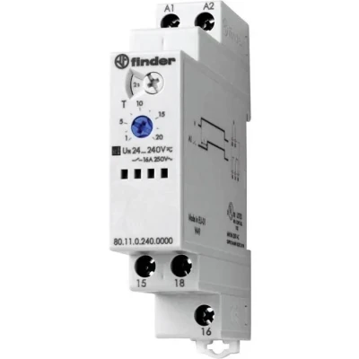 Image de Finder Relais temporisé modulaire fonction ai 1RT 16 A de 24 à 240 Vac/dc 0,1 s h 801102400000PAS