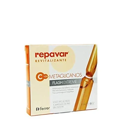 Image de Repavar Revitalisant Sérum à base de Métaglycanes Flash Extreme Effet Tenseur Immédiat la Vitamine C Peau Éclatante et Lumineuse Fixe le Maquillage 5 Ampoules 1 ml