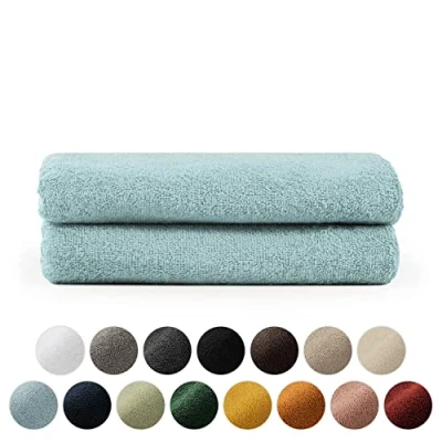 Image de Blumtal Essuie Main Bleu Clair Lot De 2 Serviette Coton Toilette 50x100 Certifié Oeko TEX®