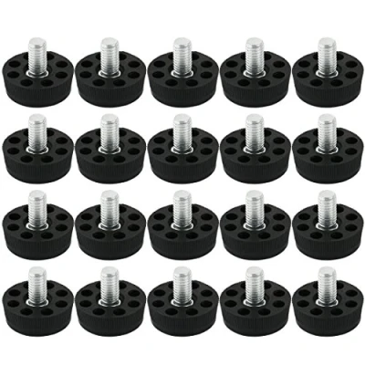 Image de sourcing map 20pcs Pieds de Nivellement meuble Réglable Pied Patin Jambe Table Chaise Base Protection Plancher 8 trous noir M8 x 10mm male filetage