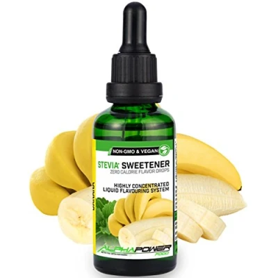 Image de ALPHAPOWER FOOD Stévia Gouttes de bananes mûres arôme alimentaire naturel I Édulcorant Liquide très concentré 1 x 50 ml. flavour Stevia drops, Flavdrops