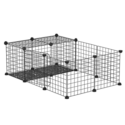 Image de PawHut Enclos pour Petits Animaux Parc Lapins, cochons d&#039;Inde et rongeurs clôture domestiques modulable, Noir