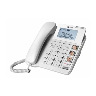 Image de Geemarc CL595 Téléphone Fixe pour Personnes Âgées avec Volume de Réception Amplifié, Sonnerie Puissante, Grosse Touches et Fonction Appel d’Urgence Perte Auditive Moyenne ou Sévère Version FR