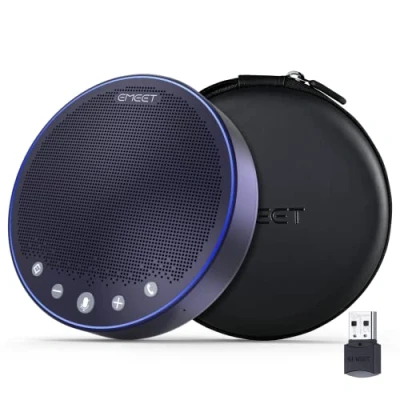 Image de eMeet Haut Parleur de conférence Bluetooth M3 USB avec Suppression du Bruit pour 6 à 12 Personnes, 4 Microphones Duplex intégral Zoom, Skype Plug and Play, Microphone Portable