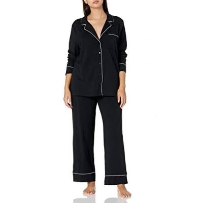 Image de Amazon Essentials Ensemble Pyjama avec Chemise à Manches Longues, en Coton et Textile Modal Femme, Noir, 3XL Grande Taille