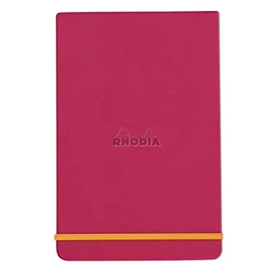 Image de RHODIA 194365C Carnet Rigide Webnotepad Framboise 9 x 14 cm Ligné 192 pages Détachables Papier Clairefontaine Ivoire 90 g/m² Marque Page, Fermeture Élastique Couverture Simili Cuir