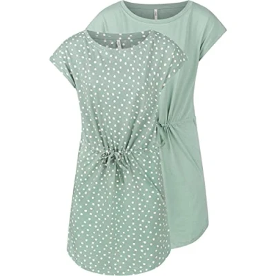 Image de ONLY OnlMAY S/S Lot de 2 mini robes d&#039;été pour femme Rayures Noir 100 % coton, Vert chinois., XL