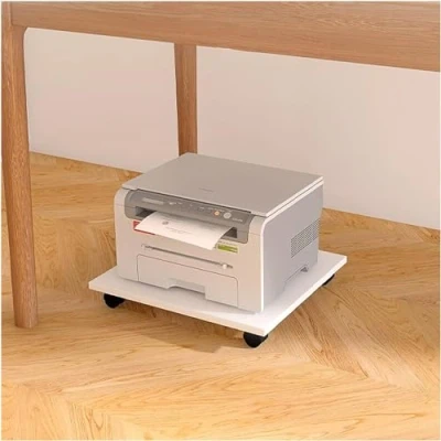 Image de Étagère pour imprimante, bureau à domicile, support d&#039;imprimante sous le avec 4 roulettes mobiles imprimante laser, scanner, copieur, CPU, plateau roulant, chariots et supports d