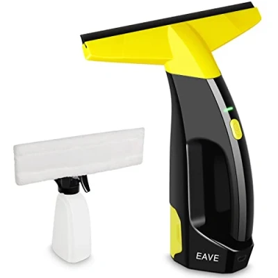 Image de Nettoyeur de vitres Aspirateur fenêtre rechargeable Kit nettoyage électrique pour Réservoir d&#039;eau 200 ml Sans fil jaune noir