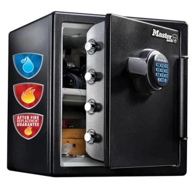 Image de Master Lock Coffre Fort Anti Feu et Etanche à code, triple protection vol, incendie inondation, Combinaison Electronique, 33,6L, 45.3 x 41.5 49.1 cm