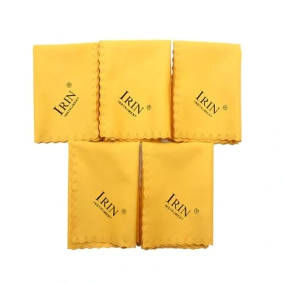 Image de Alnicov 5 pièces chiffon de nettoyage polissage en microfibre universel pour Instrument musique guitare violon Piano clarinette trompette Sax jaune