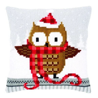 Image de Vervaco Kit coussin au point de croix Hibou avec chapeau Multicolore ,58 x 3 893 cm