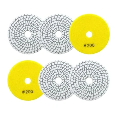 Image de Disque Diamant Polissage 4&quot;/100mm 6 Pièces Grain 200 Pads pour Granit Marbre Pierre Artificielle Quartz Meuleuse D&#039;angle SANLEETEK