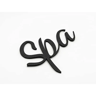 Image de Plaque de porte, sous forme d’écriture, autoadhésive, avec inscription personnalisable, noire
