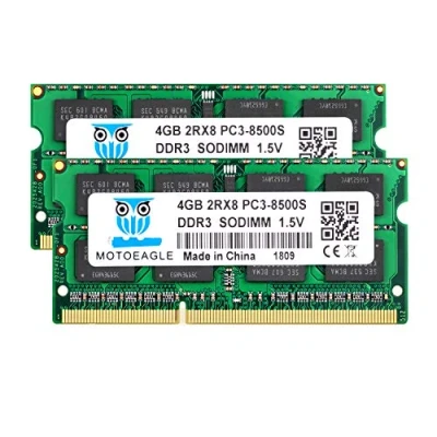 Image de Motoeagle DDR3 1066 SODIMM PC3 8500S 8Go (2x4Go) 1066MHz 4GB 8500 204 Pin CL7 1.5V d&#039;ordinateur Portable Mémoire RAM