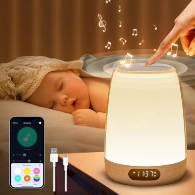 Image de OneFire Lampe de Cheve,Smart APP Multicolore RGB Veilleuse LED Cheve Chambre,Bluetooth Bruit Blanc Enfant Rechargeable Dimmabl,Reveil Adulte,Cadeaux Bebe Fille