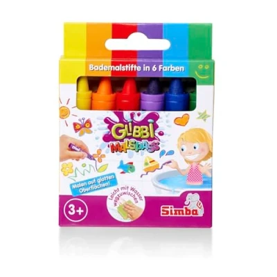 Image de Simba Glibbi Lot de 6 crayons bain couleurs Lavable À partir 3 ans