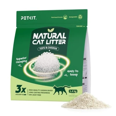 Image de PETKIT Llitiere pour Chats New Botanical Hybrid, Ingrédients Naturels, Agglutination Rapide,Réduction des Odeurs, Facile à Ramasser, Pas de Poussière (2.4kg/Sac)