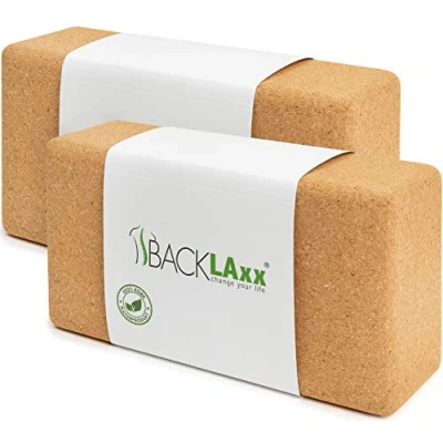 Image de BACKLAxx ® Brique Yoga liège Bloc 100% naturel et durable de doux pour la peau fabriqué écologiquement, vidéos d&#039;application incluses Block Boudin